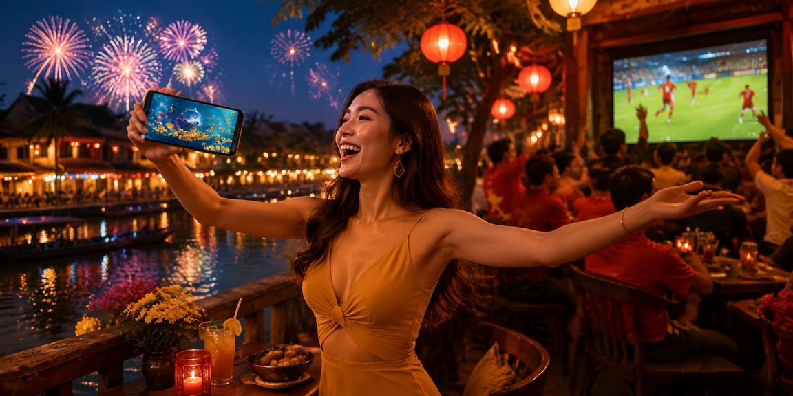 Người dùng Hội An thưởng thức cà phê và chơi bắn cá trực tuyến trên điện thoại