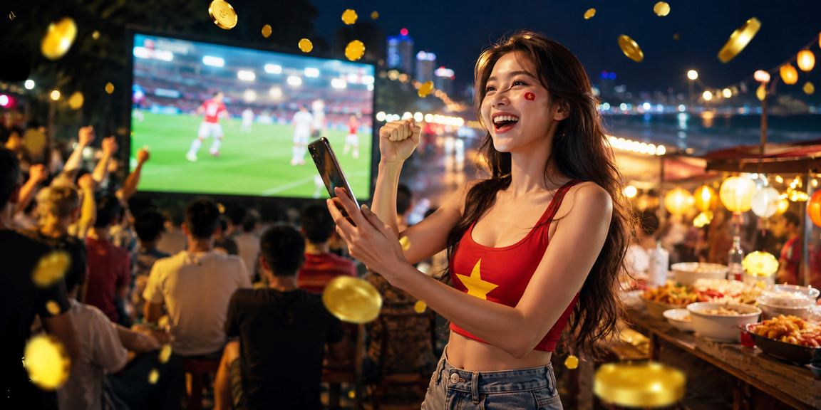Người hâm mộ bóng đá tại chợ đêm Quy Nhơn theo dõi trận đấu và sử dụng thưởng cá cược thể thao